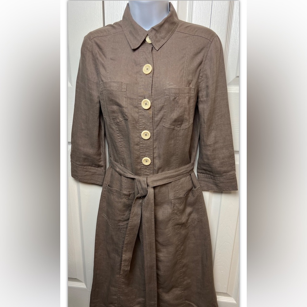 BODEN WH142 Linen Shirt Dress Button Down Brown - Picture 2 of 11